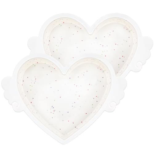 AOTASO 8 Inch Heart Shaped Cake Pans with Metal Reinforced Frame Nonstick Silicone Heart Cake Molds for Baking Set of 2 (Cream)