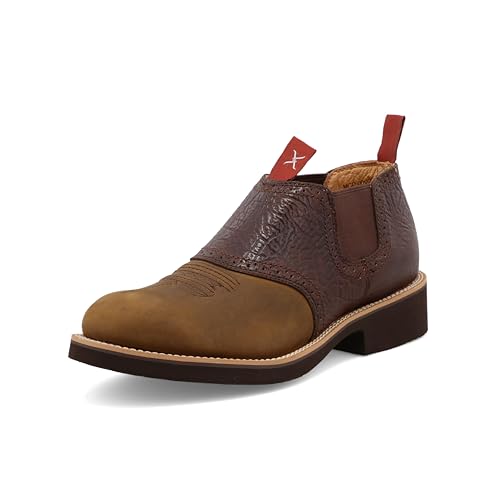 Twisted X Men's Cow Dog, Wide Round Toe, Distressed Saddle & Saddle Oiled Shoulder, 11 M