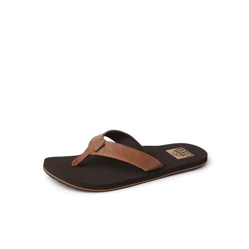 Reef Twinpin Mens Beach Flip Flop, Soft Cushion Footbed, Water Friendly, Brown, 11