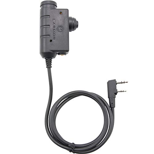 EARMOR Tactical Kenwood, Baofeng Version PTT Military Standard 7.0 Plug for Radio Adapter Black