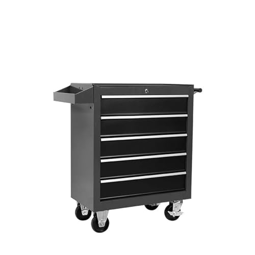 Workshop Hardware Mobile Multi-Functional Car Repair Maintenance Toolkit Cabinet 5 Drawer Storage Tool Box Trolley Toolbox(B)