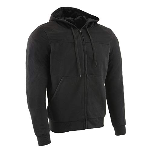 Milwaukee Leather MPM1788 Men's Black CE Approved Armored Riding Hoodie Sweater w/Aramid by DuPont Fibers - 4X-Large