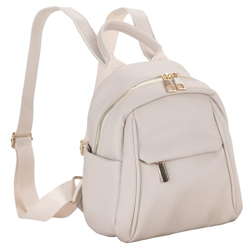 COSENVIN Small Leather Backpack Purse for Women Fashion leisure Bag for Travel White