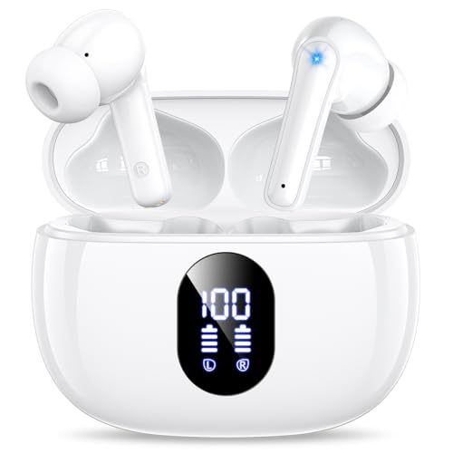ZZU Wireless Earbuds, 2025 Ear Buds with Big Bass Stereo Sound, Lightweight Bluetooth Earbuds with 48 Hours Playtime, in-Ear Fit Earphones, IPX7, Hands-Free Calls with AI for iPhone, Android, Pad