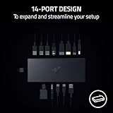 Razer USB 4 Dock: 14 Ports (Type C, Type A, HDMI, DP, Ethernet, SD, 3.5mm) - Dual Monitor Up to 4K 120 Hz - Laptop & Phone Fast Charge - Durable Lightweight Casing - Windows & Mac Compatible - Black