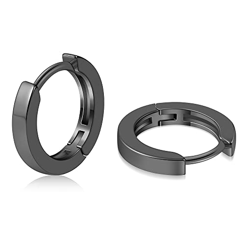 micuco Small Hoop Earrings for Women Black Huggie Earrings for Men 10mm Cartilage Mini Hoops