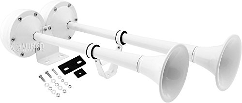 Vixen Horns Loud Powerful Dual Stainless Steel Trumpets Marine Electric Train Horn for Boats/RV/Trucks 12V White VXH2112MAR-W