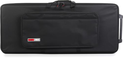 Gator Cases Lightweight Keyboard Case with Pull Handle and Wheels, Fits Standard 61 Note Keyboards and Electric Pianos (GK-61)