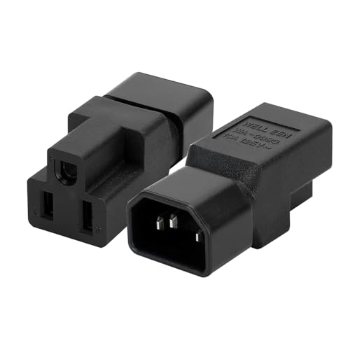 Dracaena 2 Pack IEC320 C14 Male to Nema 5-15R PDU USA UPS Extension Power Plug Adapter,IEC C14 Male Plug to Nema 5-15R US 3 Pin Female Power Adapter Connector