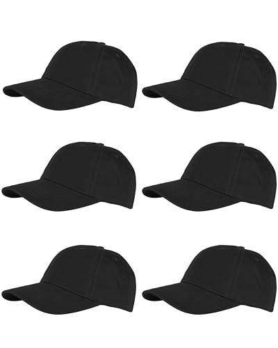 Gelante 6 Pack Cotton Twill Washed Unstructure Baseball Cap - Adjustable Blank Hat for Men Women - Wholesale Bulk Lot (2800 Black)