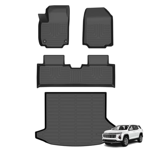 AZYT Floor Mats & Cargo Liner for Chevy Chevrolet Equinox 2025 2026 (Not EV)/ GMC Terrain 2025 2026 All Weather Automotive TPE Set Anti-Slip Floor Liners Accessories (Car Mats+Trunk Mat) Black