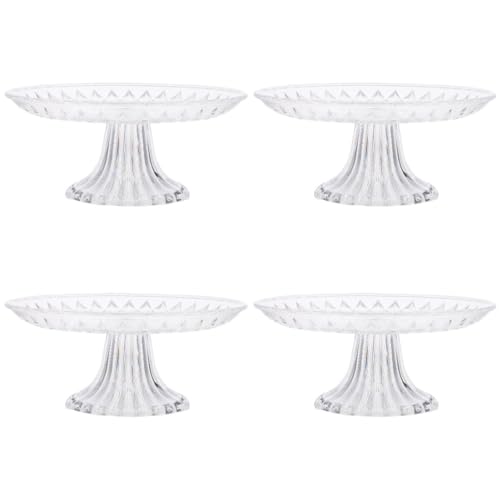 BESTOYARD 4 Pcs 8-Inch Transparent Acrylic Fruit Plate for Home Hotel KTV Wedding Party Dessert Display Decorative Footed Fruit Tray