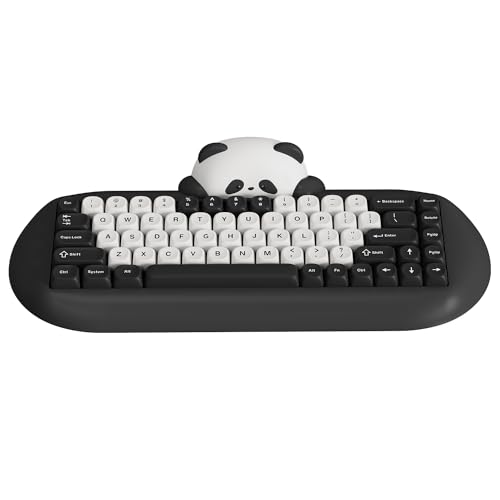 YUNZII C68 Panda Wireless Mechanical Gaming Keyboard, 68 Keys Cute Layout with PBT Keycaps,RGB Backlit, Hot Swappable,Creamy Switches,BT5.0/2.4G/Wired for Win/Mac(Black,Panda Switch)