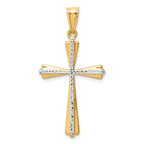 Diamond2Deal 14k White and Yellow Gold Diamond Cut Cross Pendant Two-tone