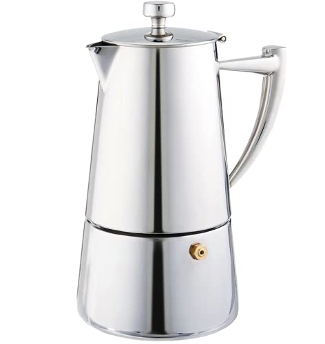 CUISINOX Roma 10-Cup Stainless Steel Stovetop Moka Espresso Maker