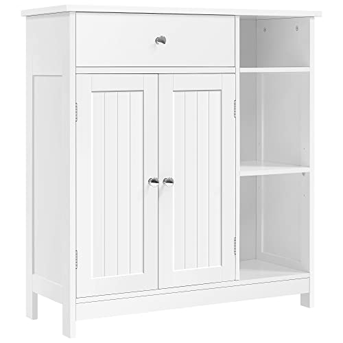 Yaheetech Bathroom Floor Cabinet, Kitchen Freestanding Storage Organizer, Large Side Cabinet with Doors, Drawer & Adjustable Shelves for Living Room, Entryway, 12" D x 29.5" W x 31.5" H, White