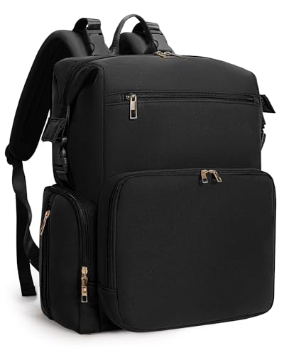 CEI-CEI Neoprene Diaper Bag Backpack with Changing Pad, Large Newborn Baby Maternity Bags Travel Tote with Insulated Pockets (Black)