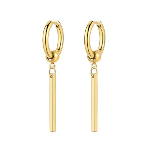 Gold Bar Dangling Earring Long Geometric Statement Fashion Men Teens Women Dangly Drop Dangle Earrings