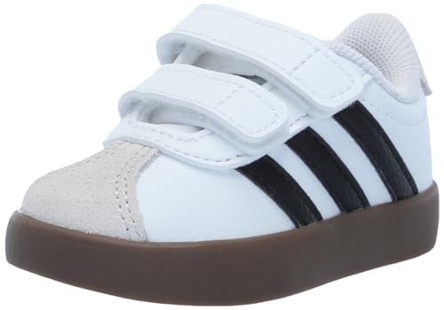 adidas Baby VL Court 3.0 Sneaker, White/Black/Grey, 4 US Unisex Infant