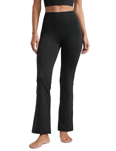 CRZ YOGA Womens Butterluxe High Waist Flare Pants 29 Inches - Yoga Bootcut Wide Leg with Pocket Lounge Black Large