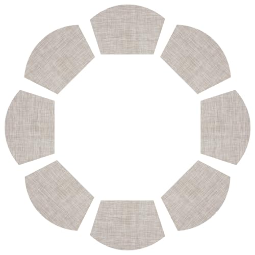 SHACOS Wedge Placemats Set of 8 Woven Vinyl Plastic Placemats for Round Table Place Mats Wipe Clean Non Slip Table Mats, Beige White Black