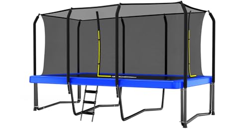 Zupapa 1500LBS Weight Capacity Rectangle Trampoline 10x17FT 9X15FT 8X14FT Outdoor Square Gymnastics Trampolines with Basketball Hoops for Kids Adults Long Large Big Rectangular Tumbling Trampolin