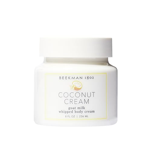 Beekman 1802 Coconut Cream Whipped Body Cream - Scented - 8 oz - Moisturizes, Soothes & Softens - With Coconut Oil & Mango Seed Butter - Microbiome Friendly - No Irritation - Good for Sensitive Skin