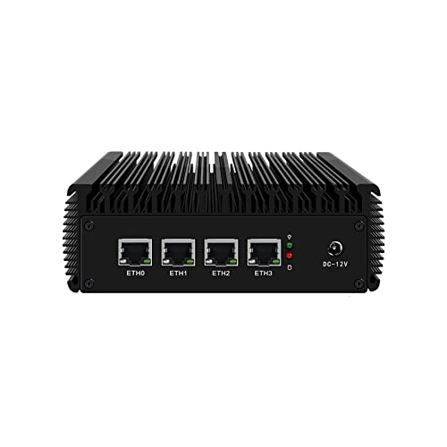 MOGINSOK Firewall Appliance Mini PC 2.5GbE, Intel Celeron J4125 Quad Core 4xIntel I225-V LAN VPN Fanless Firewall Router PC AES-NI 8GB RAM 128GB MSATA SSD