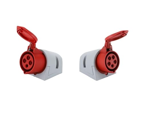 MEZQBKDL 1 Pcs 16A 32A Industrial Socket Exposed Socket IP44 Quick Connector Three-core Four-core Five-core Wall-Mounted Industrial Socket red(LX 124N 4 core32A)
