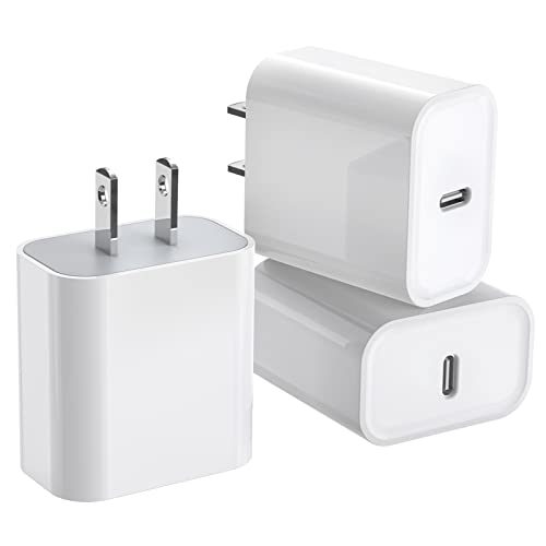 3Pack iPhone 16/15 Charge Block,USB C Charger,i Phone Charger Adapter Quick Fast Charger Adapter Plug 20W Power Delivery Type C Fast Charging Block for iPhone 16/15/14/13/12,iPad Pro/Air/Mini/AirPods