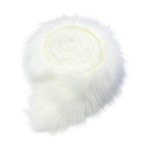 Furryvalley Faux Fur Trim Raccon Fox Fur Ribbon Craft Furry Stripe for Slippers Slides Fringe 2 Yards (White)
