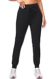 G Gradual Women's Fleece Lined Joggers High Waisted Water Resistant Thermal Winter Sweatpants Running Hiking Pockets(Black, M)