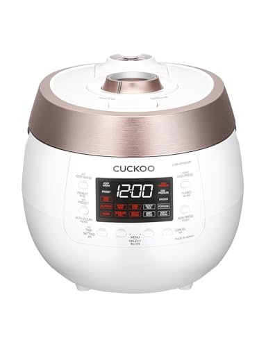 CUCKOO CRP-RT0609FW 6-Cup (Uncooked) / 12-Cup (Cooked) Twin Pressure Rice Cooker & Warmer with Nonstick Inner Pot, 14 Menu Options, Safe Steam Release, 3 Voice Guide, Auto Clean (White)