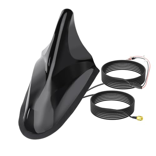 Eightwood Shark Fin Amplified FM AM Car Radio Antenna, GPS Antenna with SMA Male Connector for Vehicle Car Truck SUV Radio Stereo Receiver Head Unit GPS Navigation System
