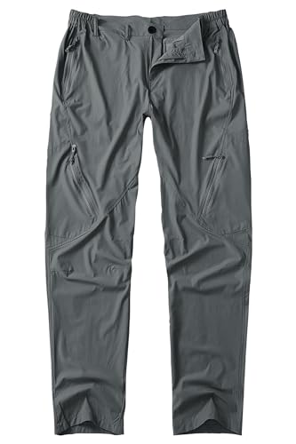 Postropaky Mens Hiking Quick Dry Lightweight Waterproof Fishing Pants Outdoor Travel Climbing Stretch Pants (Dark Gray, 32W x 32L)