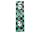 Demon Slayer Tanjiro Kamado Fox Mask Enamel Pendant Keychain | Heavy Duty Car Key Ring Holder Accessories for Backpack, Purse, Lanyard | Anime Manga Gifts and Collectibles