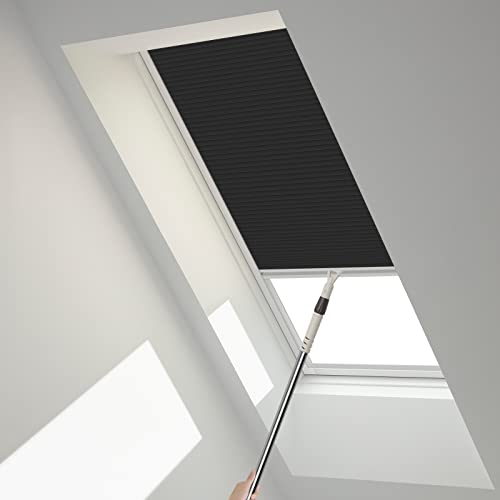 MaKefeile Skylight Shades Blinds Skylight Cover Blackout Cellular Shades Cordless Skylight Shades for Ceiling Room Darkening Honeycomb Blinds Suitable Skylight an Room Windows,Custom Size Black.