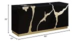 Best Master Furniture Taylor High Gloss Lacquer Sideboard/Buffet with Gold Trim, Black