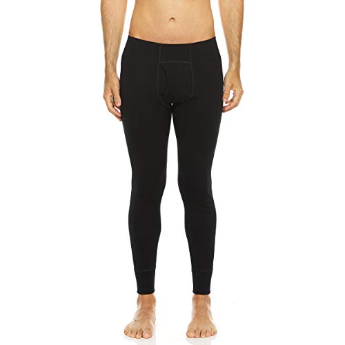 100% Merino Wool Expedition Weight Mens Bottoms - Heavy Weight Base Layer Pants - Extreme Cold Weather Gear - Black - X-Large