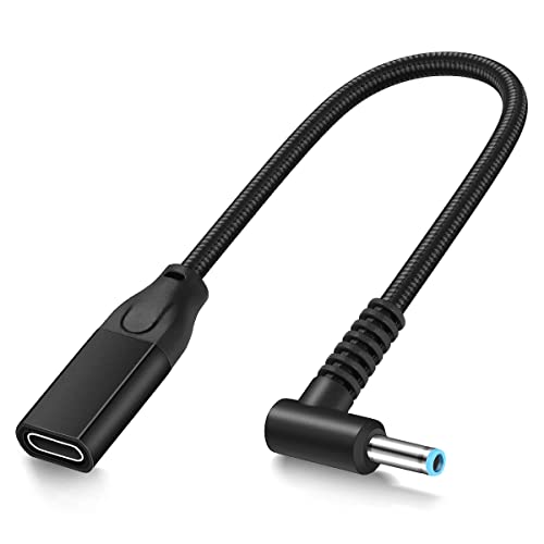 RAINSUNG USB-C to Smart Blue Tip Adapter Charging Cable for HP Laptop 19.5v 45w 65w, Female USB C Converter Power Charger Adapter Cord for X360 Pavilion Envy Spectre Elitebook 840 ProBook