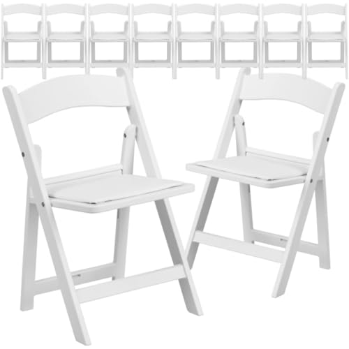 Flash Furniture Hercules Series Kids Padded Folding Chairs for Children, Children's Event Seats with 264-lb. Static Weight Capacity, Set of 10, White