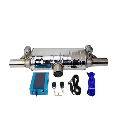 T Shape One in Two Out Car Exhaust tip Vacuum Pump Variable Valve Mufflers Remote Control Stainless Steel Universal(Vacuum Pump 70MM)