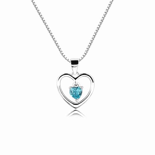 Cherished Moments Girl's Sterling Silver "Dancing Heart" March Simulated Birthstone Necklace