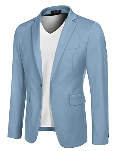 COOFANDY Mens Blazers Slim Fit Casual Summer Sports Coats Fitted Sport Jacket (Clear Blue XL)