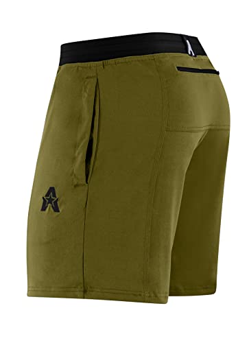 Anthem Athletics Evolflex Workout Shorts for Men - 5" 7" 9" Inch Inseam Options - Men's Athletic Gym Fitness Running Exercise & Sports Short - Defender Green - Large