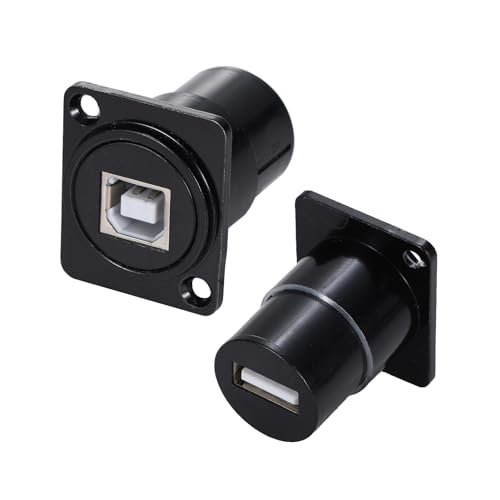 ANMBEST 2PCS Panel Mount USB B to USB A Connector for Printer, D Type Female USB 2.0 Scanner Converter Adapter for HP, Canon, Dell, Epson, Lexmark, Xerox and More