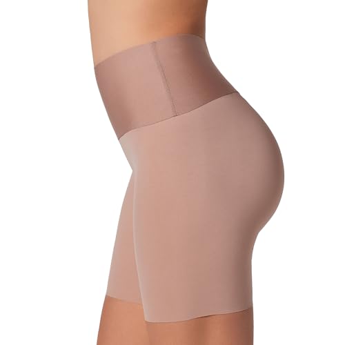 Leonisa Stay-in-Place Seamless Shorts for Women - High Waisted Shapewear Tummy Control Brown