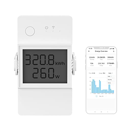SONOFF POWR316D Elite 16A WiFi Smart Power Meter Switch Smart WiFi Wireless Light Switch with Energy Monitoring,Universal DIY Module for Smart Home, Works with Amazon Alexa & Google Home