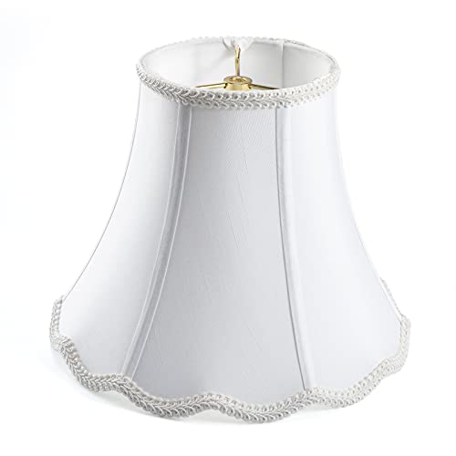 White Bell Scalloped Lamp Shade 5'' Top x 10'' Bottom x 8.3'' Slant Height x 8'' Vertical Height Imperial Lampshade Replacement, Brass Spider