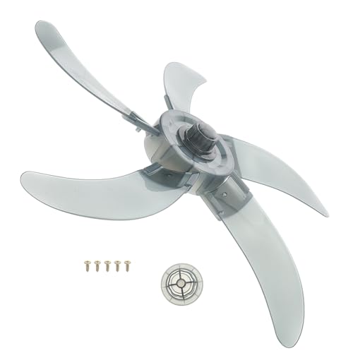 HOLIDYOYO 18 Inch Grey Plastic Fan Blade, 5 Leaves Replacement for Standing Pedestal Table Fan, Universal Electric Fan Leaf with Nut and Screws, 16.33x16.33x1.25 Inches for Home Use